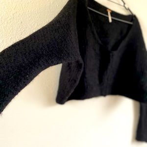 Alpaca wool free people black crop sweater